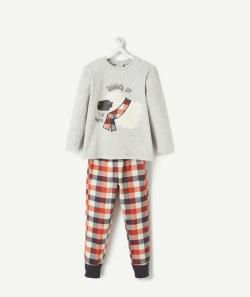 Pyjama garçon gris chiné et à carreaux - 2 A