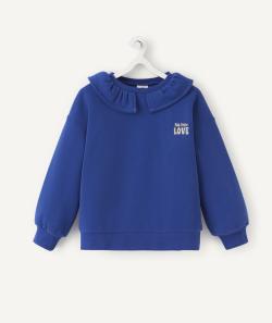 Sweat bleu en fibres recyclées avec message love fille - 6 A