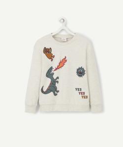 T-shirt gris chiné avec fantômes en coton bioloigique garçon - 8 A