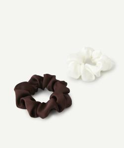 Chouchou en satin marron et blanc fille - TU