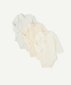 Lot de 3 bodies jaune et gris mini nous en coton bio bébé - 1 M