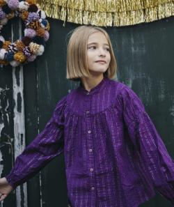 Blouse violette avec liserés argentés fille - 6 A