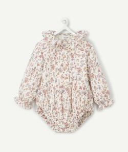 Combinaison bébé style chemise imprimé fleuri - 0 M