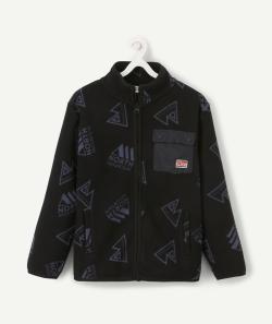 Polaire zippé noir à motif garçon - 6 A