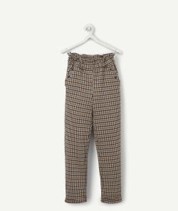 Pantalon fille coupe carotte à carreaux avec boutons - 4 A