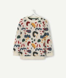 Pull bébé garçon écru aux motifs colorés - 18 M