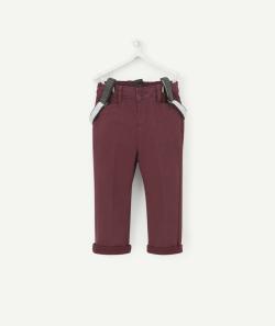 Pantalon chino bébé garçon prune avec bretelles - 36 M