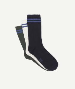 Le lot de 3 paires de chaussettes écrue bleue et verte - 43-46