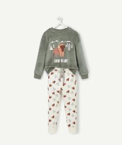 Le pyjama velours vert animation bison et message - 8 A