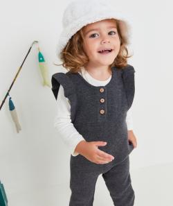Combinaison bébé fille en maille gris foncé avec volants - 6 M