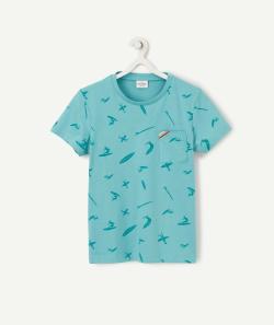 Le t-shirt turquoise imprimé surf en coton biologique - 2 A