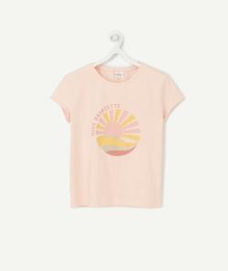 Le t-shirt rose en fibres recyclées avec coucher de soleil floqué - 4 A