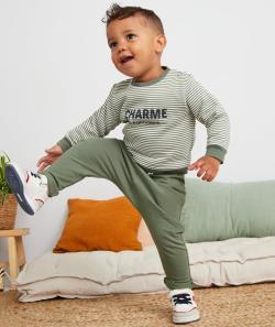 Le pantalon sarouel vert boutonné en coton biologique - 18 M