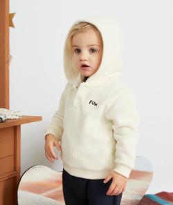 Sweat en polaire écru avec capuche bébé garçon - 12 M
