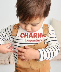 Le t-shirt rayé en coton biologique avec message - 12 M