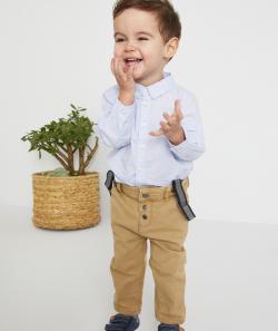 Le pantalon jaune à bretelles amovibles en coton - 9 M