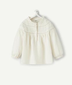 Blouse écrue en gaz de coton et broderie bébé fille - 6 M