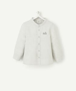 Chemise col mao bébé garçon grise avec message - 6 M