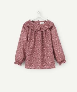 Blouse bébé fille prune imprimée avec étoiles et volants - 3 M
