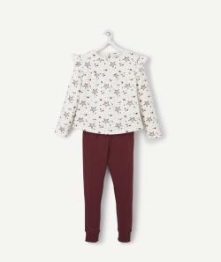 Pyjama de noël fille blanc et bordeaux imprimé étoiles - 2 A