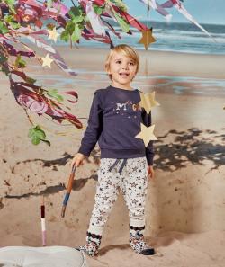 Pyjama de noël garçon bleu marine et gris imprimé étoiles - 3 A