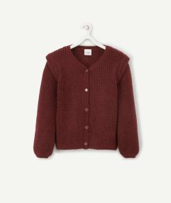 Gilet en tricot bordeaux et pailleté en fibres recyclées fille - 8 A