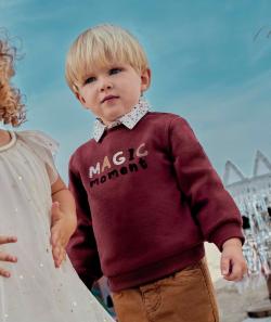 Sweat aubergine magic moment bébé garçon en fibres recyclées - 23 M