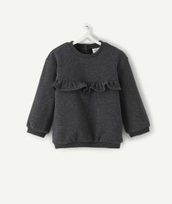 Sweat gris bébé fille en fibres recyclées avec volants - 12 M