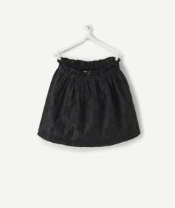 Jupe noire bébé fille avec fils couleur argentée et fleurs en relief - 9 M