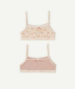 Le lot de 2 brassières roses avec arc-en-ciel en coton stretch - 10 A