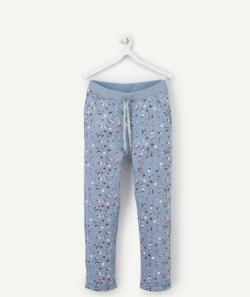 Pantalon de jogging fille en fibres recyclées bleu imprimé fleuri - 8 A