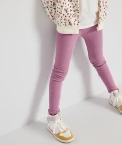 Legging côtelé violet fille avec festons et noeud fantaisie - 8 A