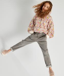 Emma le jean mom fille gris avec volants aux poches - 5 A