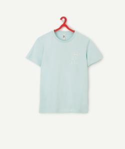 T-shirt garçon en fibres recyclées bleu thème skate - M