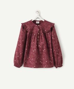 Blouse en coton violette imprimé étoiles fille - 12 A