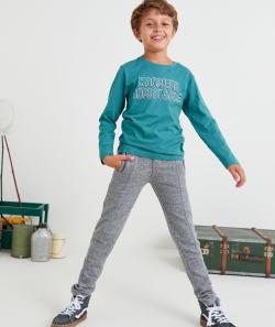 Pantalon de jogging gris garçon en fibres recyclées - 12 A
