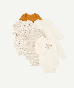 Lot de 5 bodies en coton biologique thème écureuils - 0 M