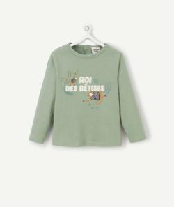T-shirt bébé garçon en fibres recyclées vert avec message - 1 M