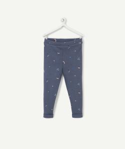 Legging bébé fille en coton bio bleu côtelé avec cerises - 9 M