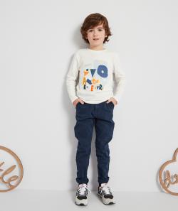 Pantalon relaxed garçon en fibres recyclées bleu marine - 5 A