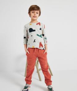 T-shirt garçon en coton bio gris avec motifs colorés et floqués - 4 A