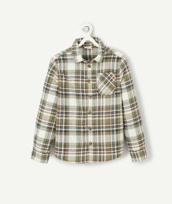 Chemise à carreaux garçon en coton vert et marron - 2 A