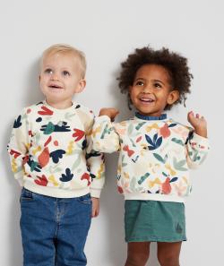 Sweat en fibres recyclées imprimé coloré avec col volanté bébé fille - 3 M