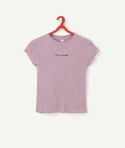 T-shirt en maille ajourée fille en coton biologique violet - XXS