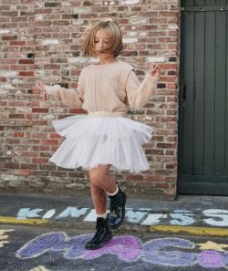 Jupe en tulle tournante blanche et paillettes fille - 14 A