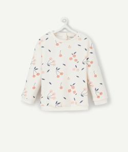 Sweat bébé fille en fibres recyclées blanc imprimé cerises - 1 M