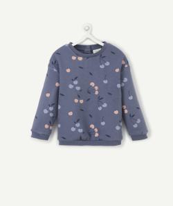 Sweat bébé fille en fibres recyclées bleu imprimé cerise - 12 M