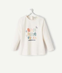 T-shirt en coton biologique blanc pasta bébé fille - 23 M