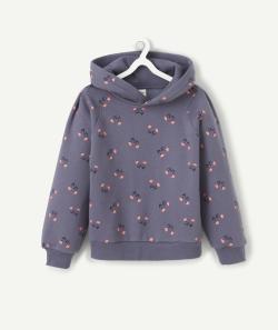 Sweat fille en fibres reyclées et à capuche imprimé fleuri - 10 A