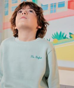 Sweat garçon bleu menthe avec message brodé - 5 A